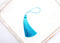 blue turquoise tassel, silky nylon, 3.5 inches, sold as 1 piece.